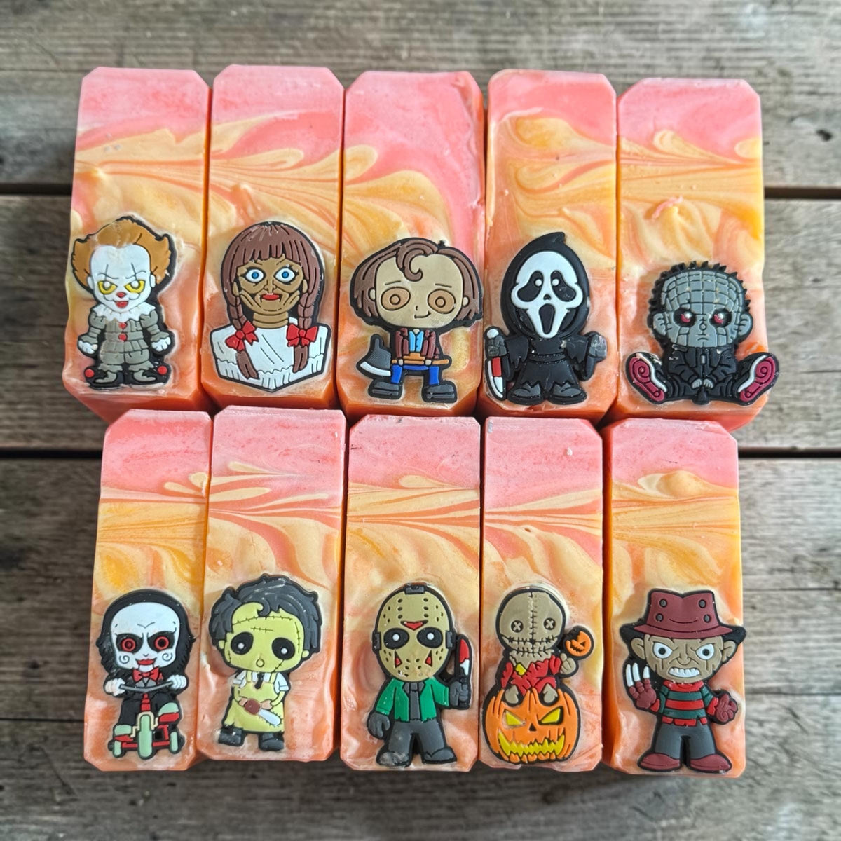 Slasher Suds- Horror Movie Themed Soap. Scented in Blood Orange Margarita, with Silicone Charm on Top