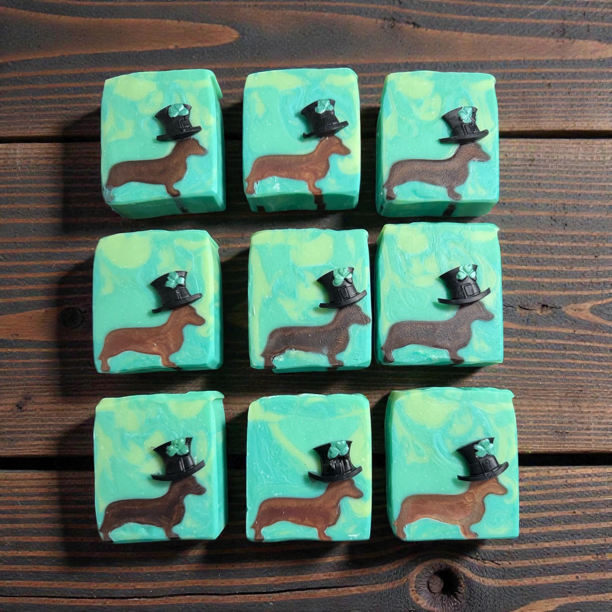 Kiss Me, I’m a Wiener -Dachshund Soap St Patrick’s Day Themed- Made with Tallow and Buttermilk: Woodland Elves Scent