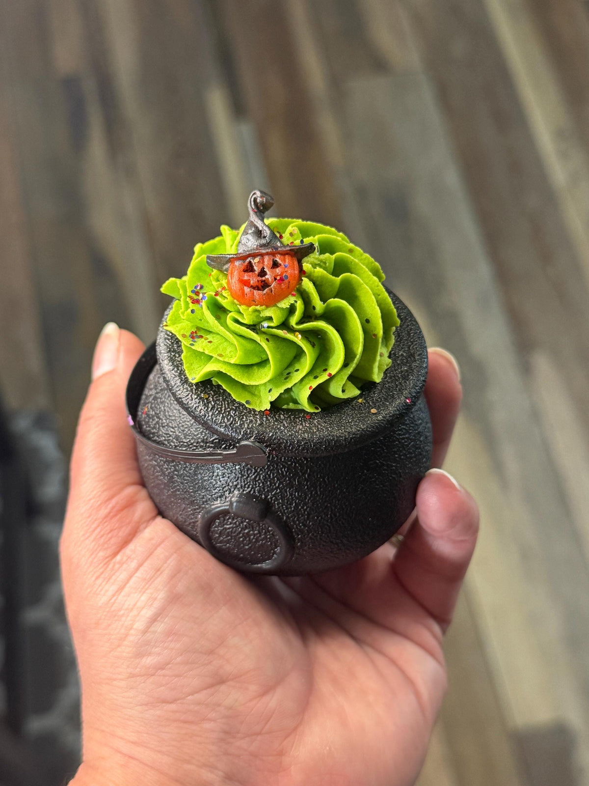 Shimmering Witches Caldrun Buttermilk Bath Bomb: WIth Solid Bubble Bath Frosting and Soap Witch Pumpkin- Multiple Scents