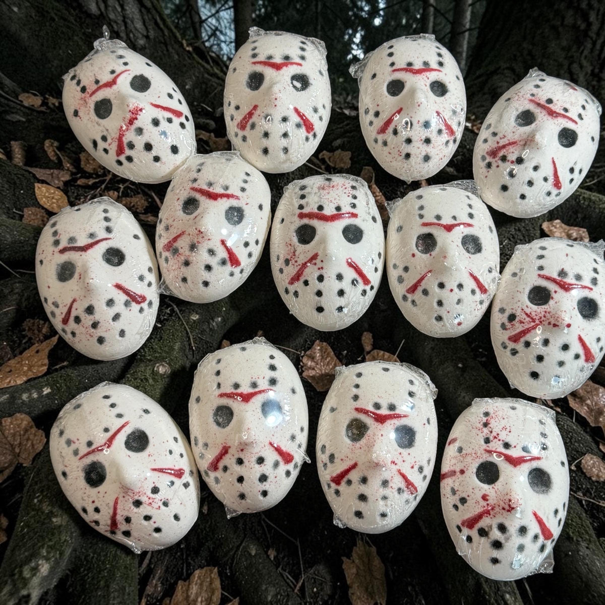 Horror Bath Bomb made with Creamy Buttermilk, Slasher Themed- Comes with Free Bloody Mini Soap weapon.