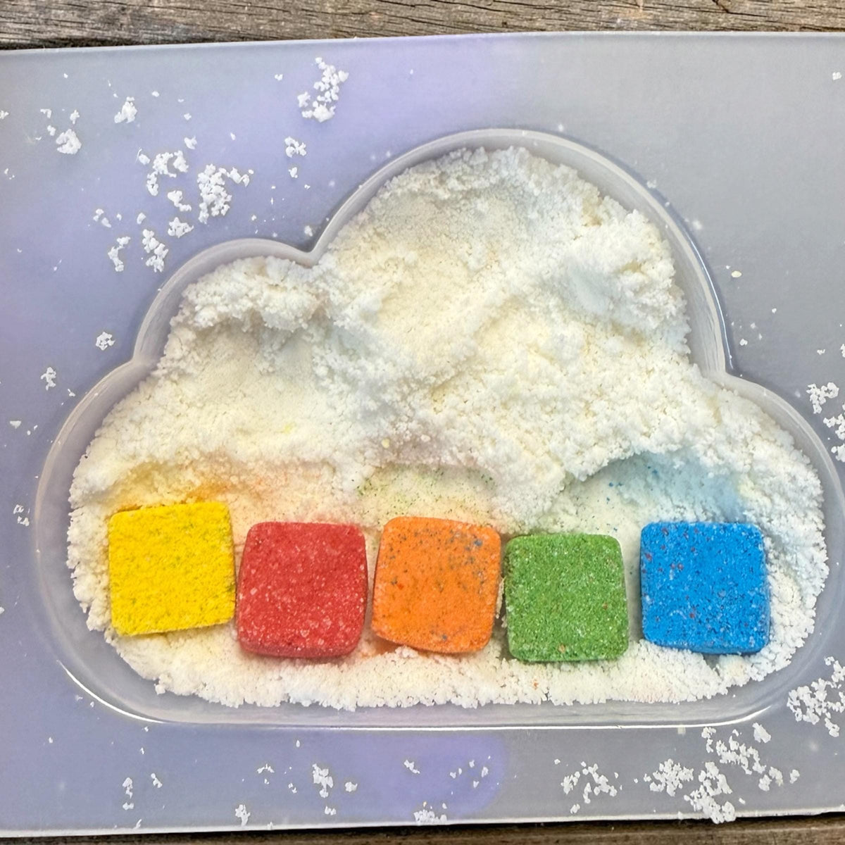 Rainbow Cloud Bath Bomb – Fruity Energy Scent- Fun Rainbow Colored Inside