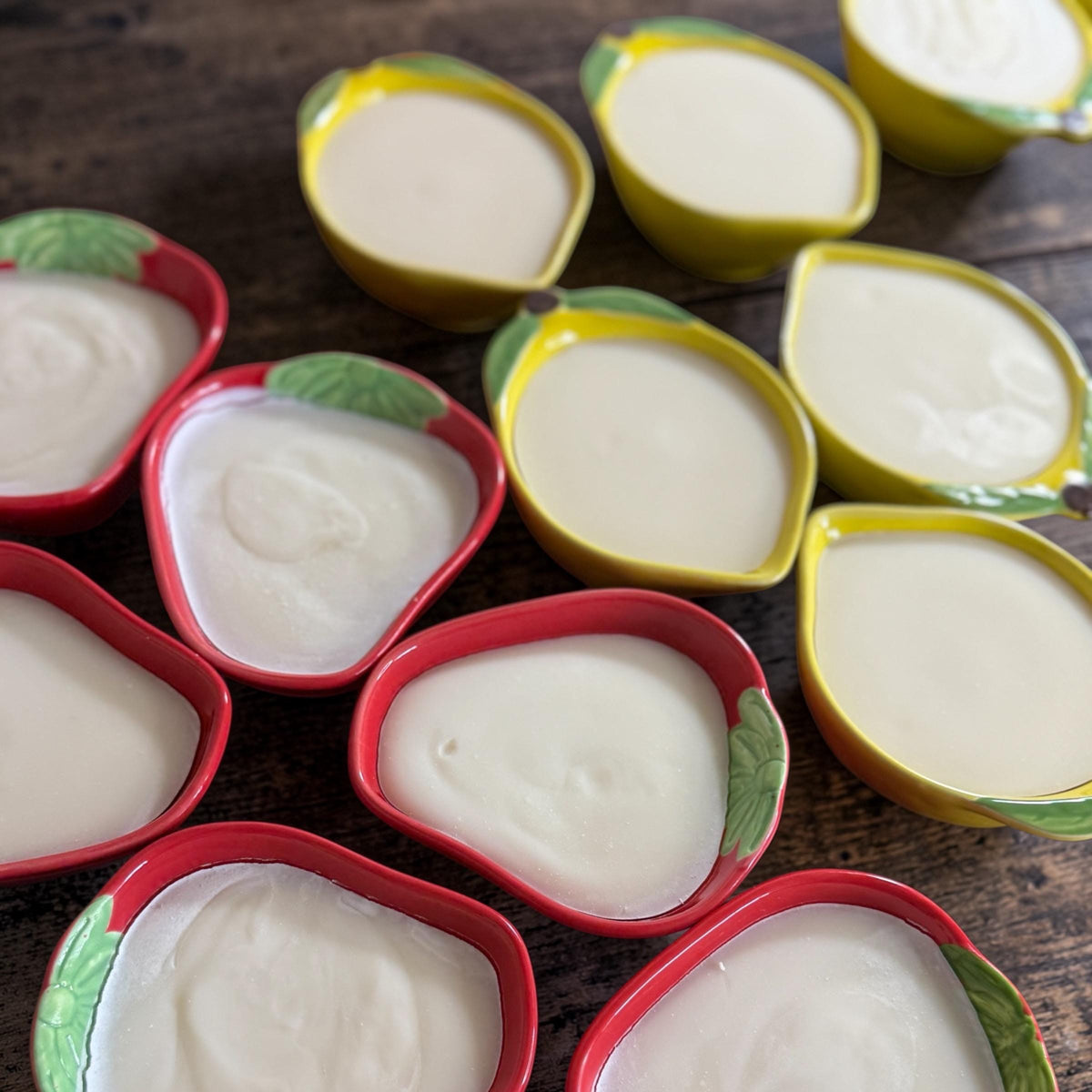 Solid Dish Soap Set: Strawberry or Lemon Ramekin with Scrub Brush