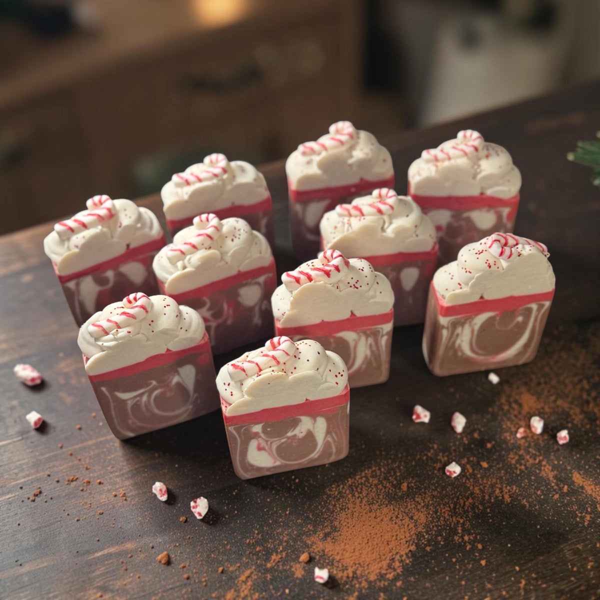 Peppermint Cocoa  Bar Soap , Made with Tallow and Goat Milk. Great Christmas Stocking Stuffer