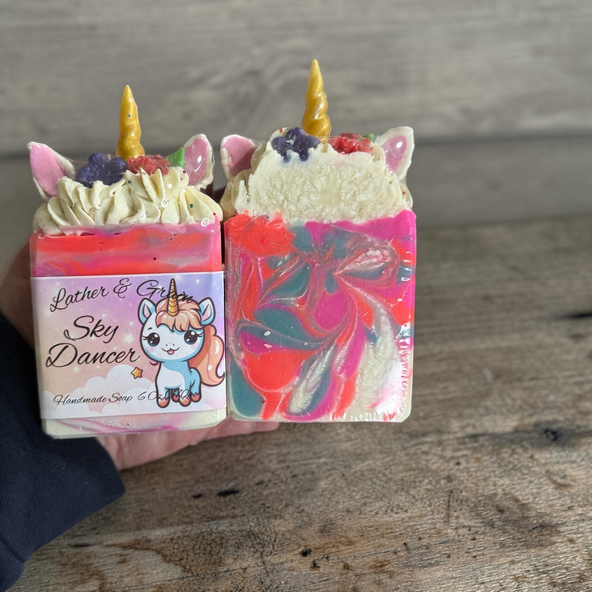 Unicorn Soap made with Tallow and Goat Milk -Handmade- Small Batch- Cold Process Scented in Mango Strawberry