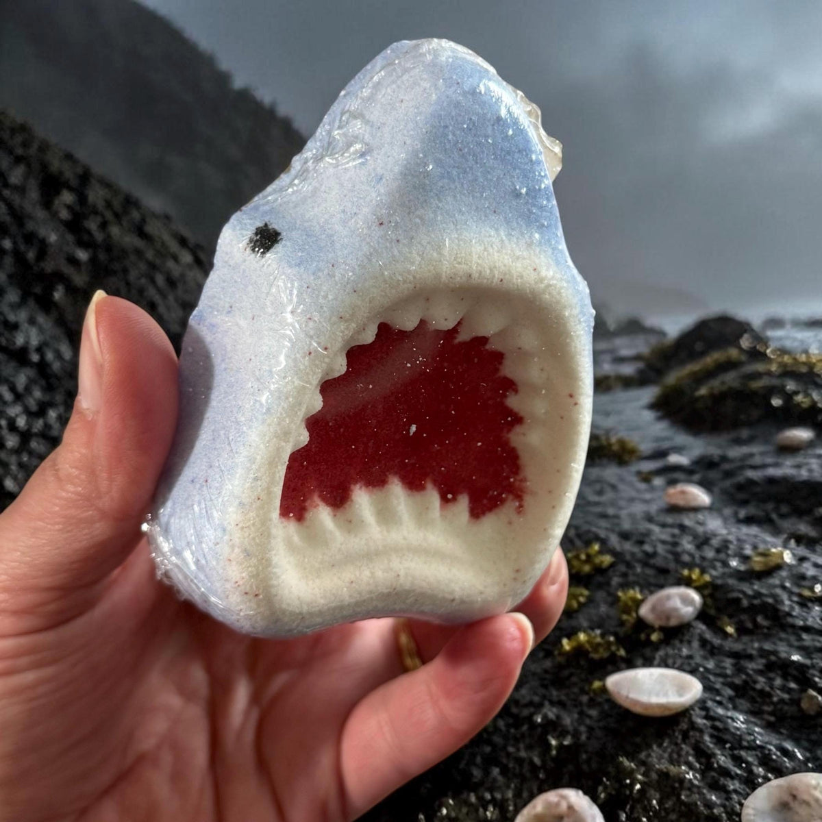 Bloody Shark Bath Bomb made with Creamy Cocoa Butter and Buttermilk,