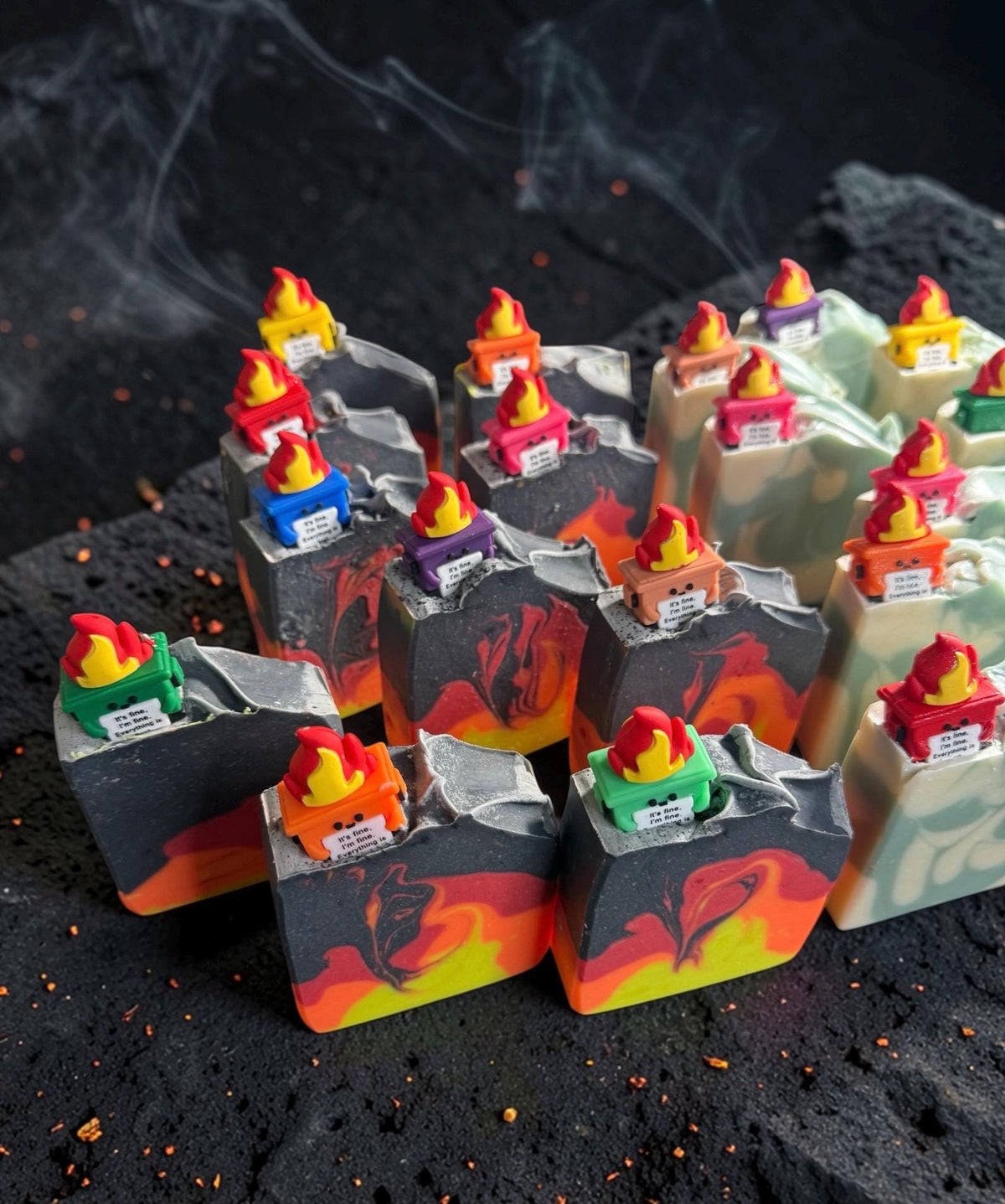 Dumpster Fire Bar Soap. Made with Tallow and Goat Milk. Scented in Volcano Or Sage That