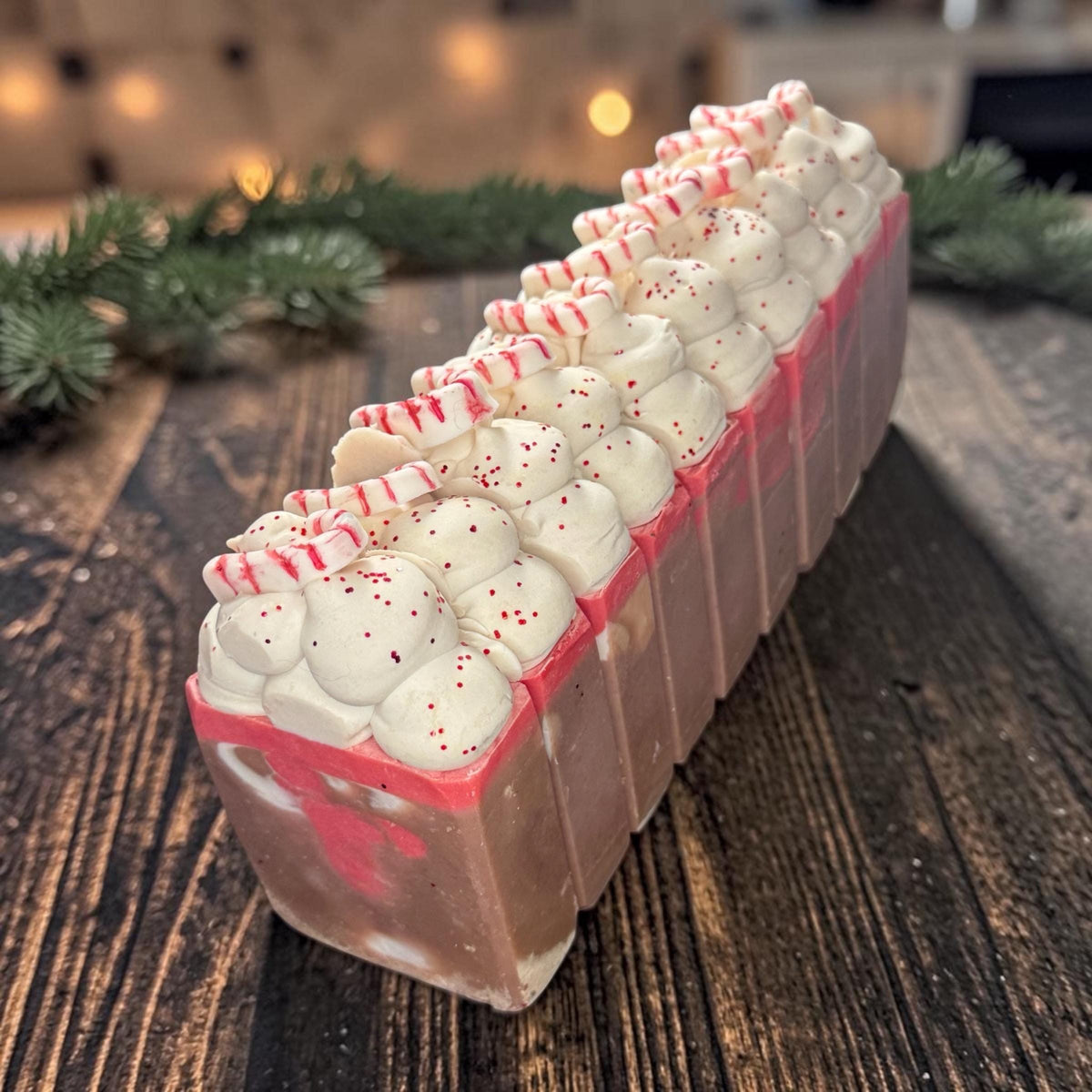 Peppermint Cocoa  Bar Soap , Made with Tallow and Goat Milk. Great Christmas Stocking Stuffer