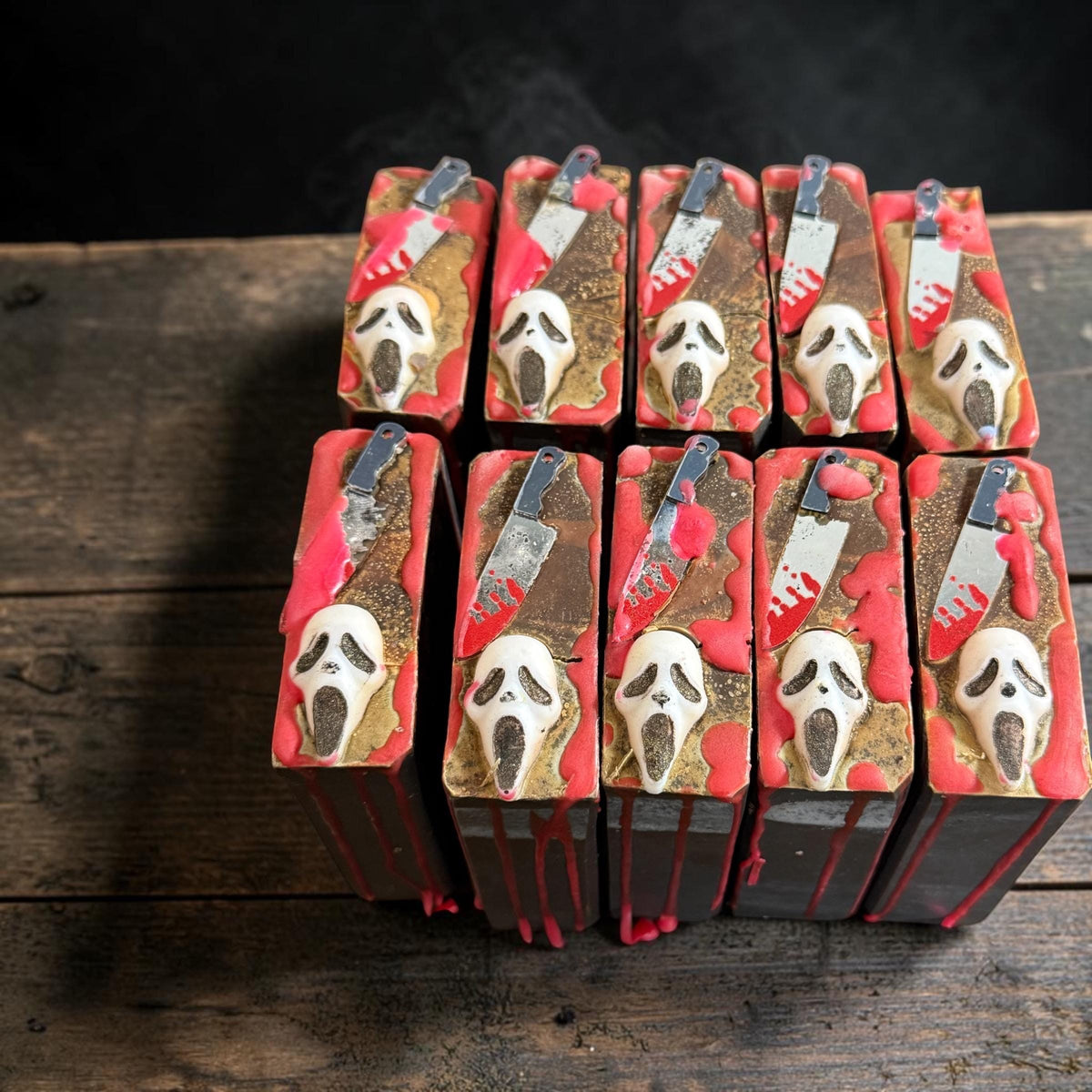 Feeling Woozy- Horror Themed Slasher Soap. Scented in Perfect Man, or Spooky Moontini with Bloody Stab Toy on Top