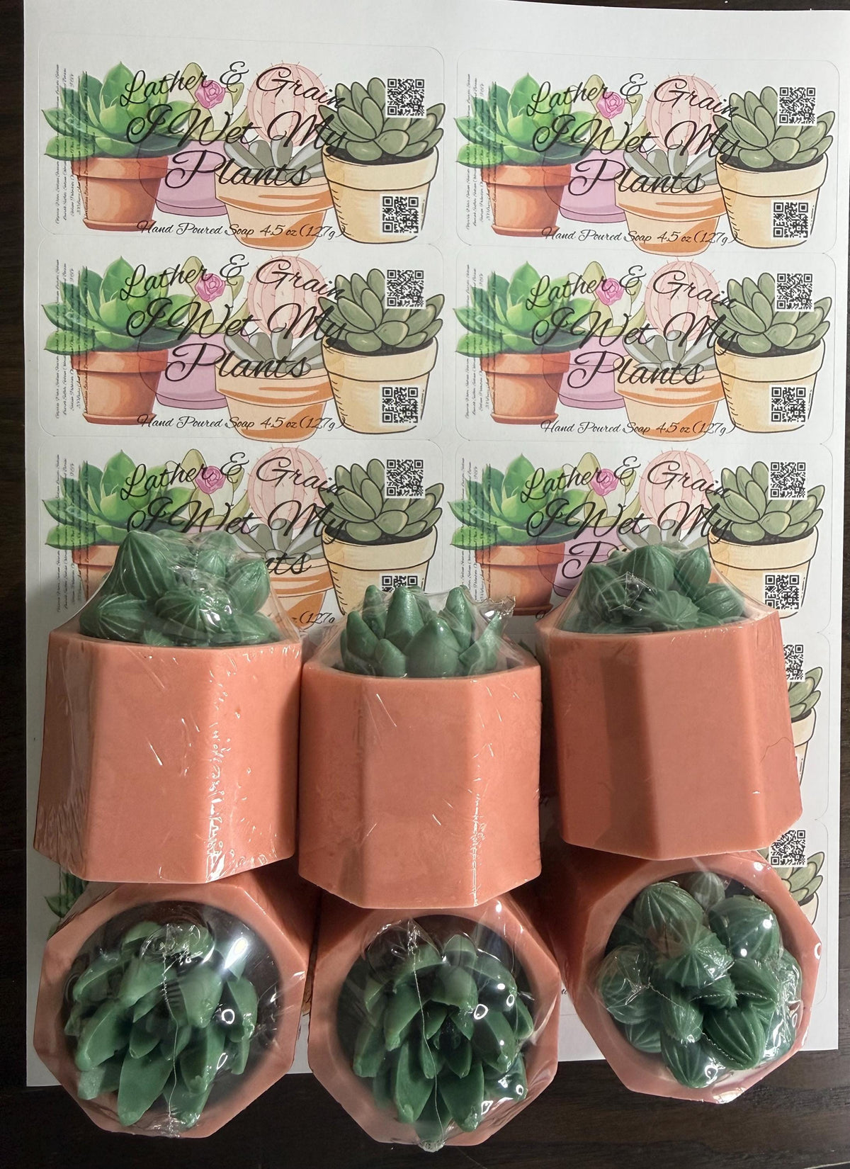 Potted Succulents Soap Made with Goat Milk . Scented in Cactus Blossom