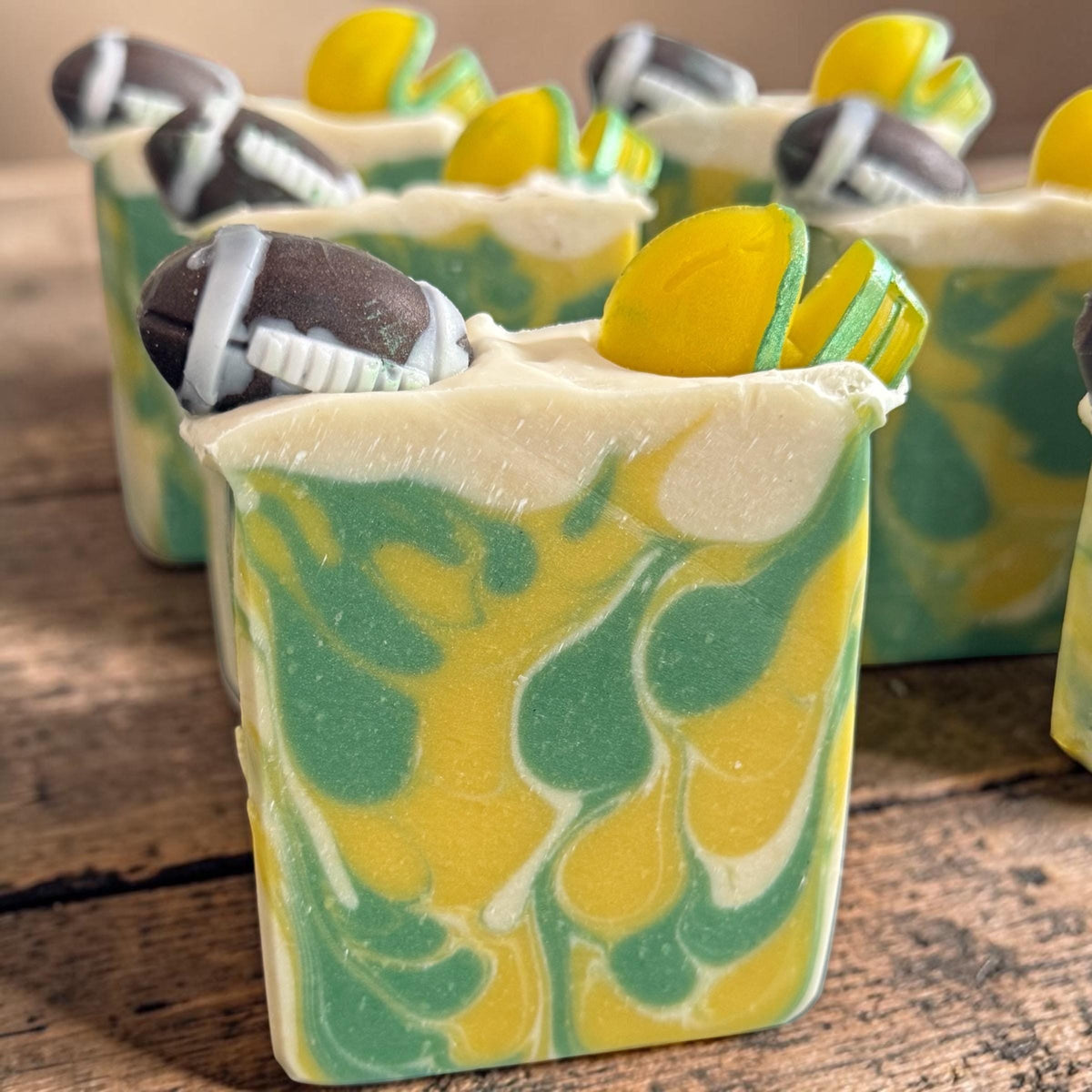 Puddles Oregon Football Handmade Soap – Scented in Emerald Rainfall~ Great Sports Fan Gift!