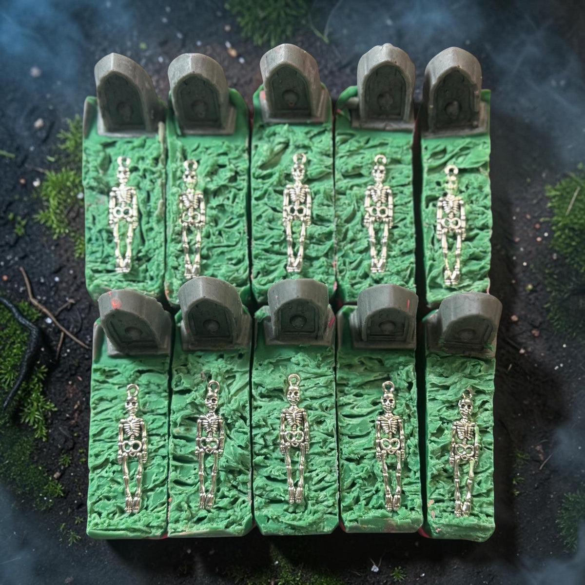 Dead and Berried- Horror Halloween Themed Soap. Scented in Berry Bewitching- With Skeleton Charm on top.