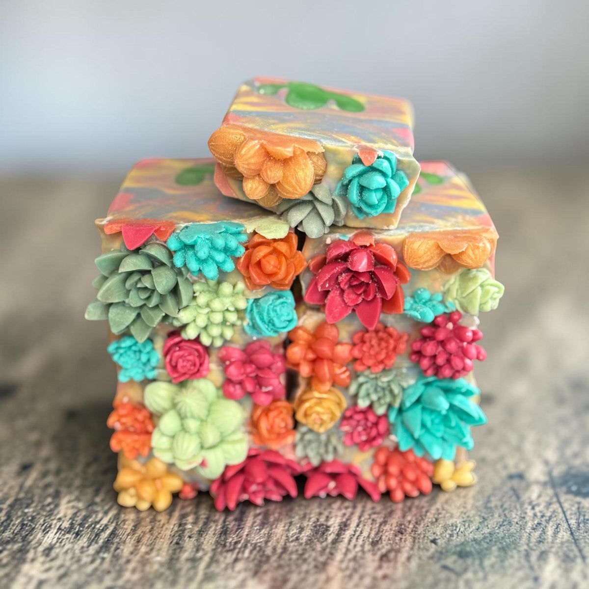 Blooming Cactus Blossom Bar Soap Made with Tallow and Creamy Goatmilk- Homemade, Cold Process