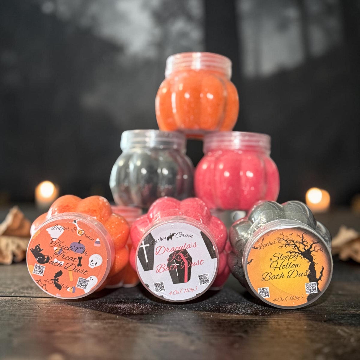 Shimmering Pumpkin Bath Bomb Dust  ~Made with Rich Cocoa Butter and Creamy Buttermilk, Multiple Spooky Scents to Choose From
