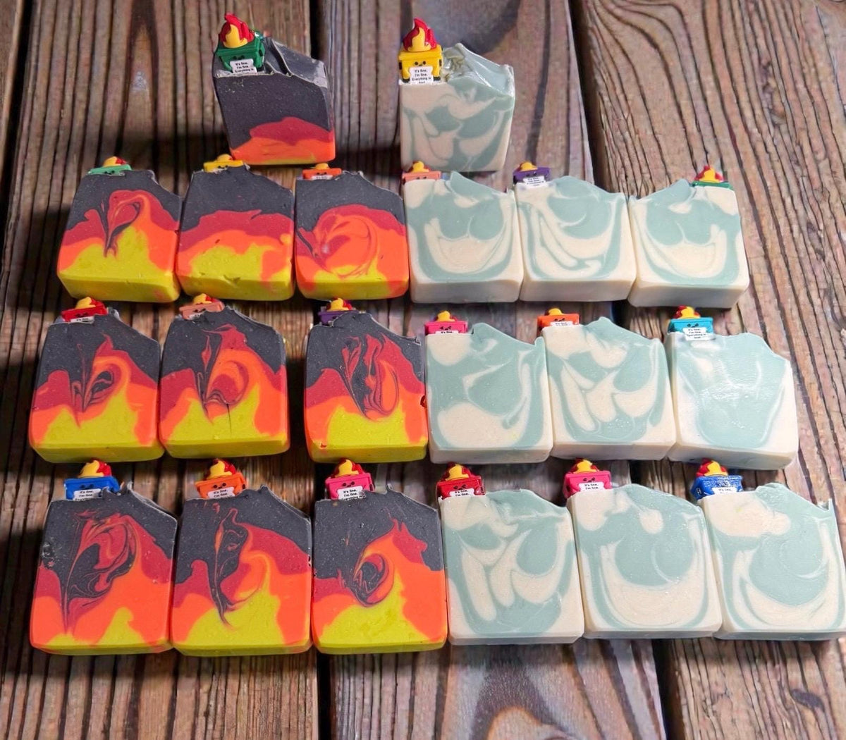 Dumpster Fire Bar Soap. Made with Tallow and Goat Milk. Scented in Volcano Or Sage That