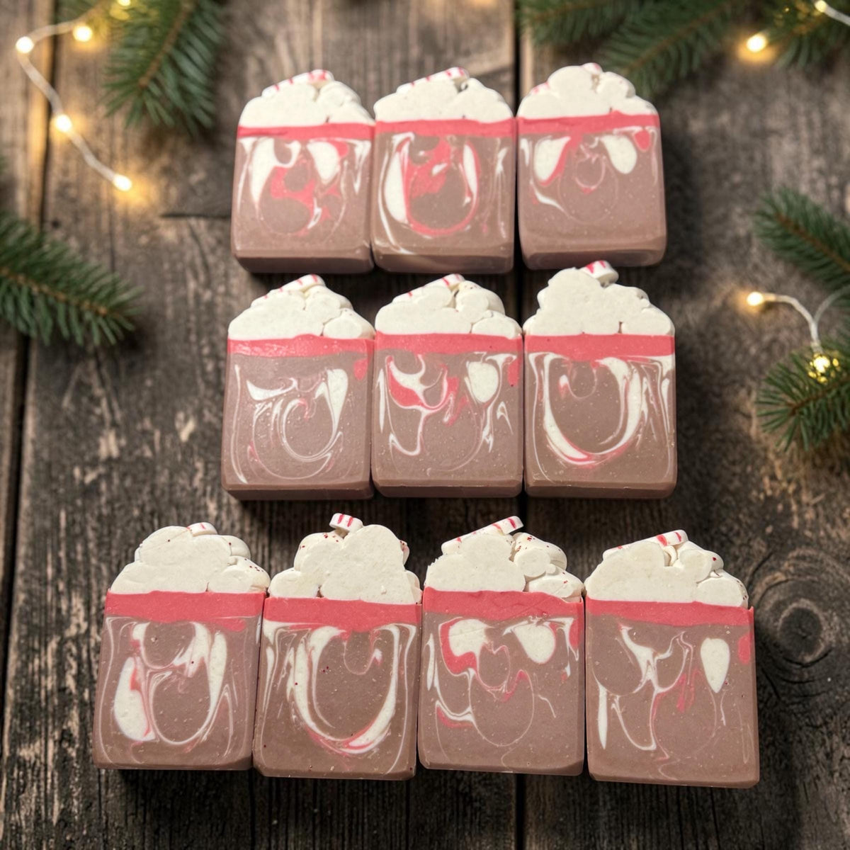 Peppermint Cocoa  Bar Soap , Made with Tallow and Goat Milk. Great Christmas Stocking Stuffer