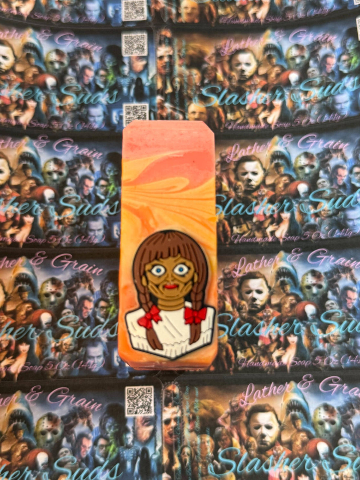 Slasher Suds- Horror Movie Themed Soap. Scented in Blood Orange Margarita, with Silicone Charm on Top