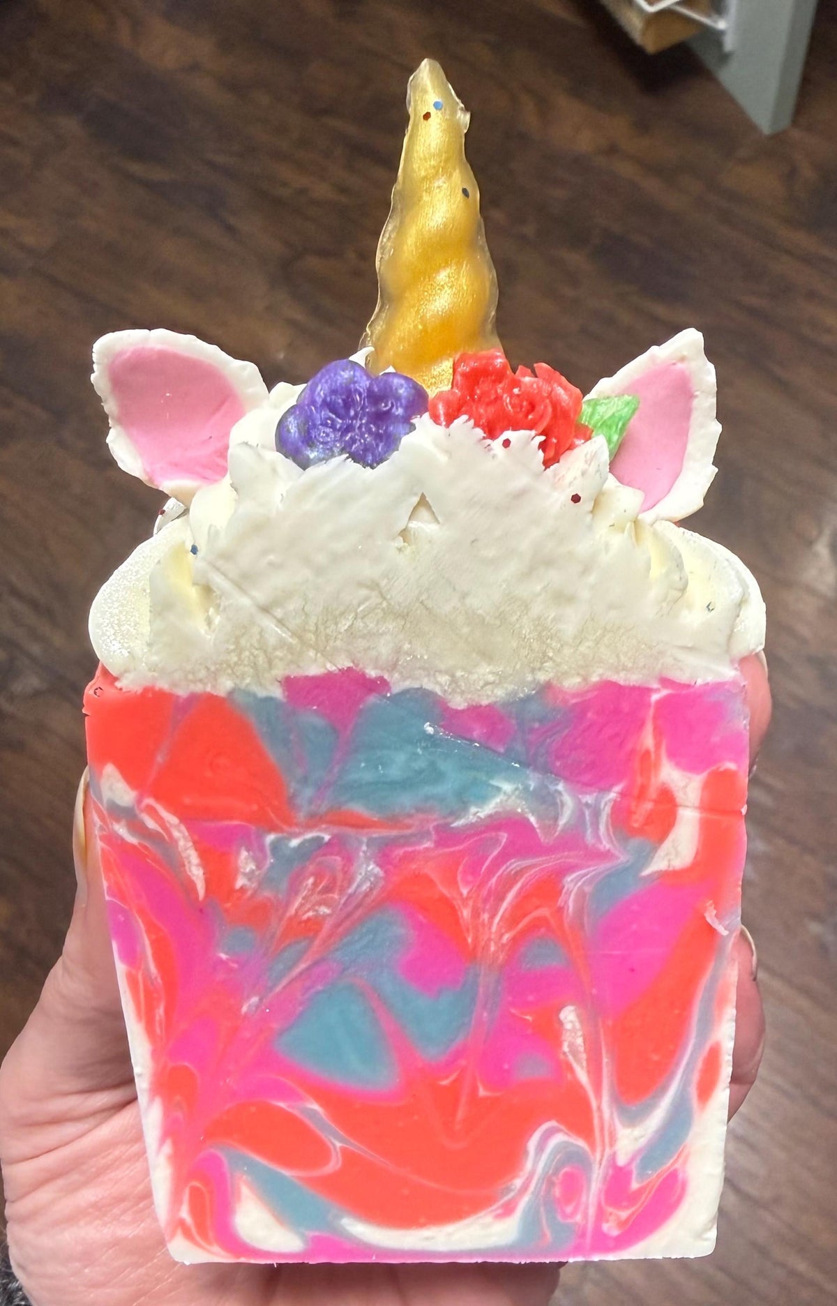 Unicorn Soap made with Tallow and Goat Milk -Handmade- Small Batch- Cold Process Scented in Mango Strawberry