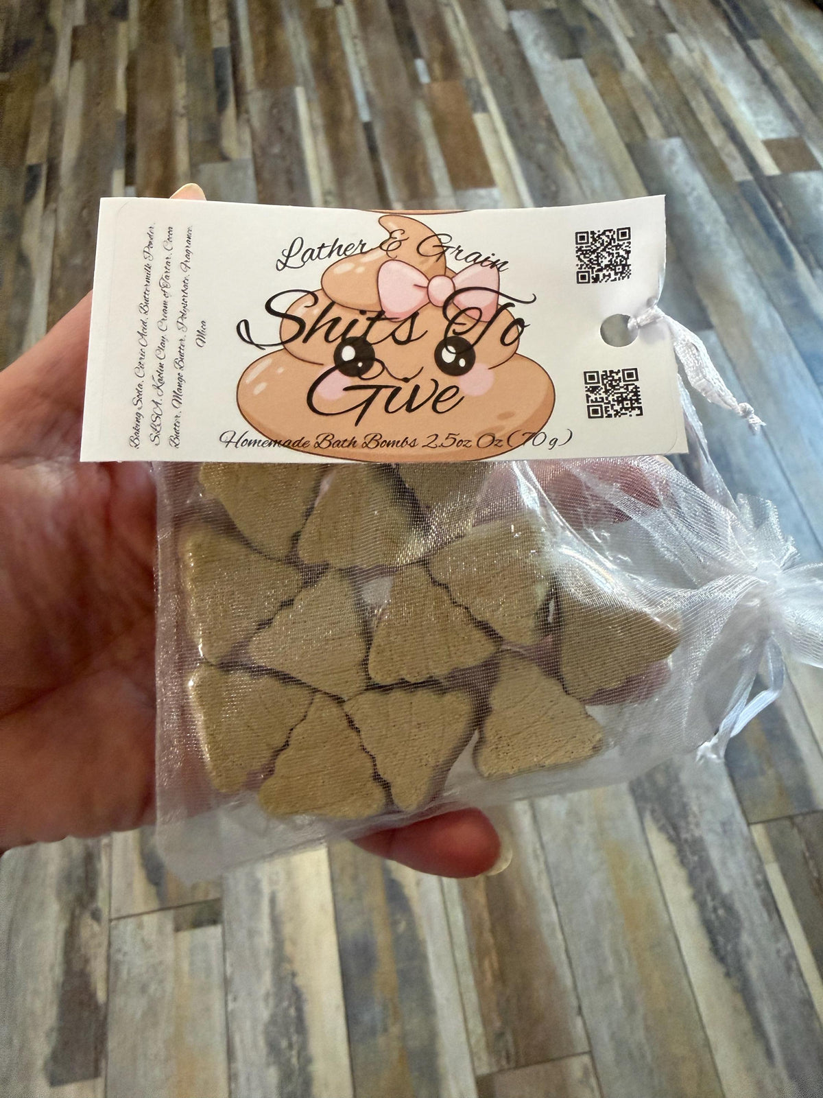 Shits to Give -Bath Bombs ~Gag gifts- Scented in Peppered Suede - Made with Rich Cocoa Butter and Creamy Buttermilk