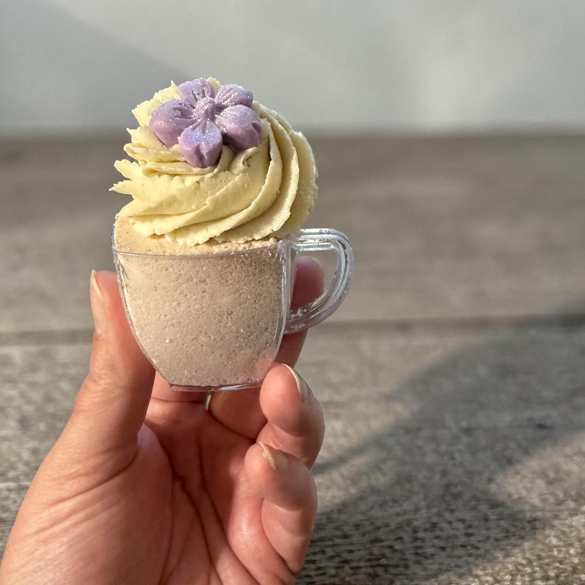 Earl Grey and Apple Bath Bomb- Topped with Bubble Frosting and a Soap Flower Decoration