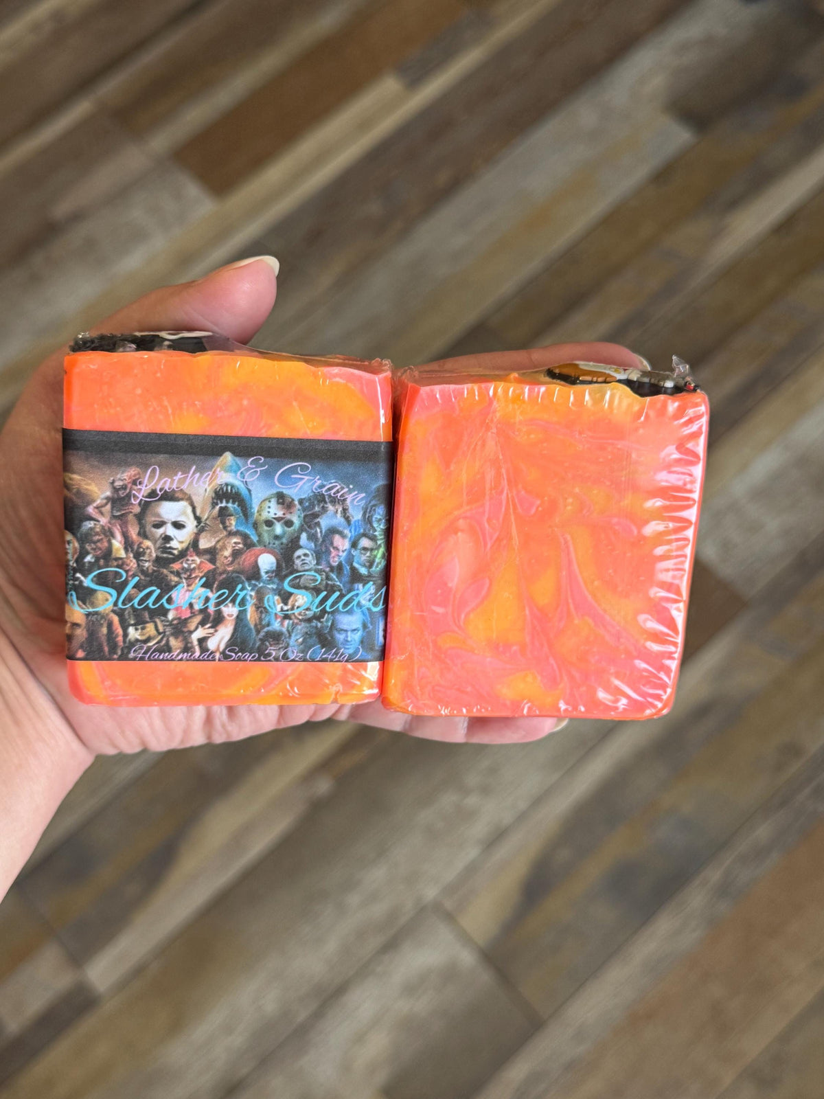 Slasher Suds- Horror Movie Themed Soap. Scented in Blood Orange Margarita, with Silicone Charm on Top