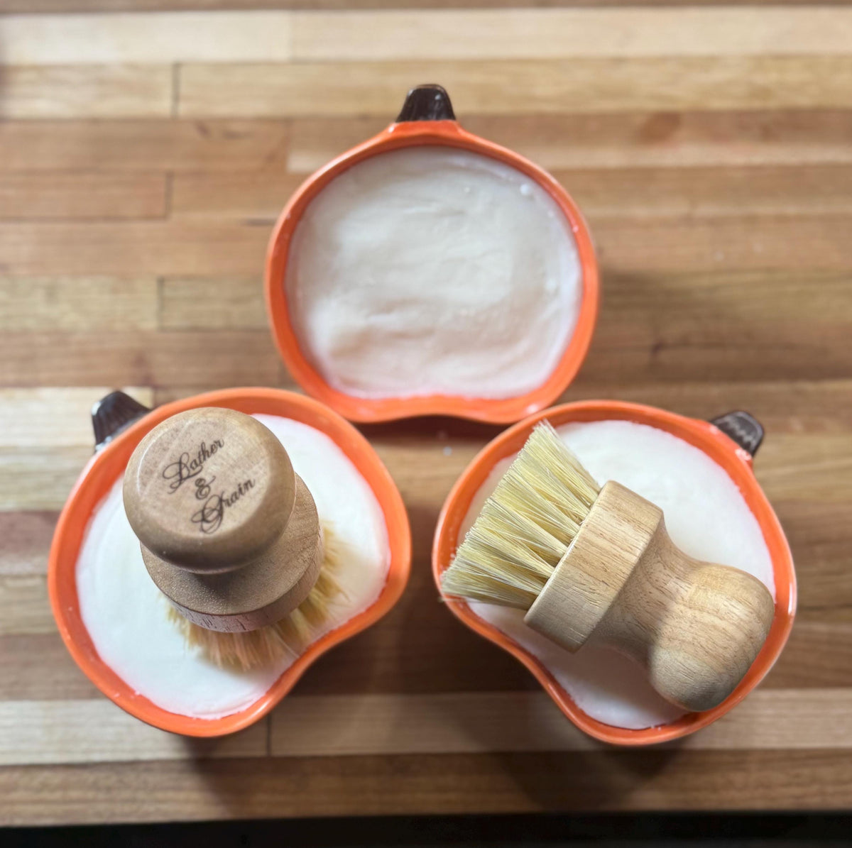 Pumpkin Ramekin Filled with Solid Dish Soap- Scented in Natural Citrus Fragrance