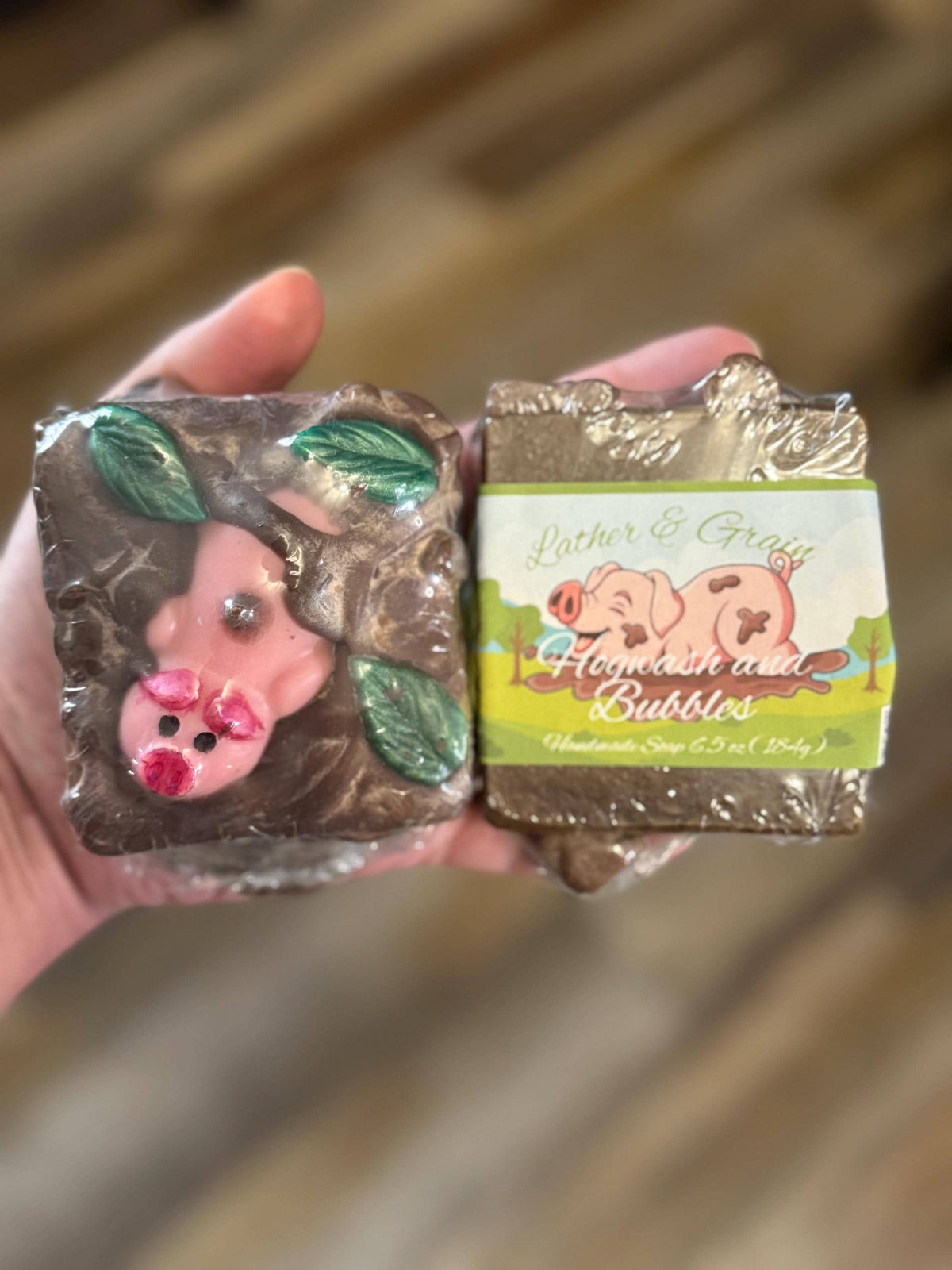 Hogwash and Bubbles- Cute Muddy Piggy Themed Scented in Warm Cinnamon Bun- Made with Tallow and Goat Milk