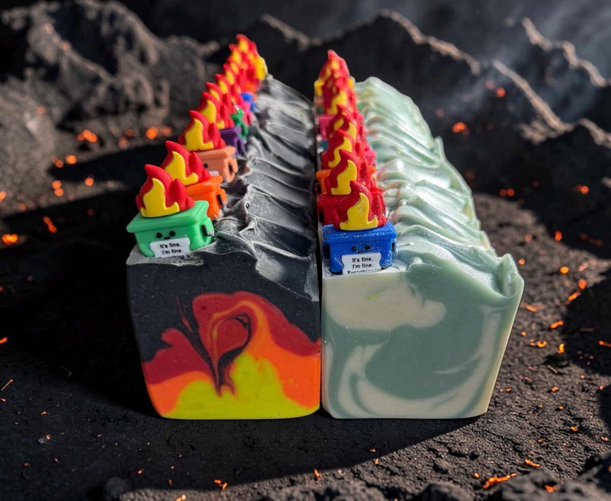 Dumpster Fire Bar Soap. Made with Tallow and Goat Milk. Scented in Volcano Or Sage That