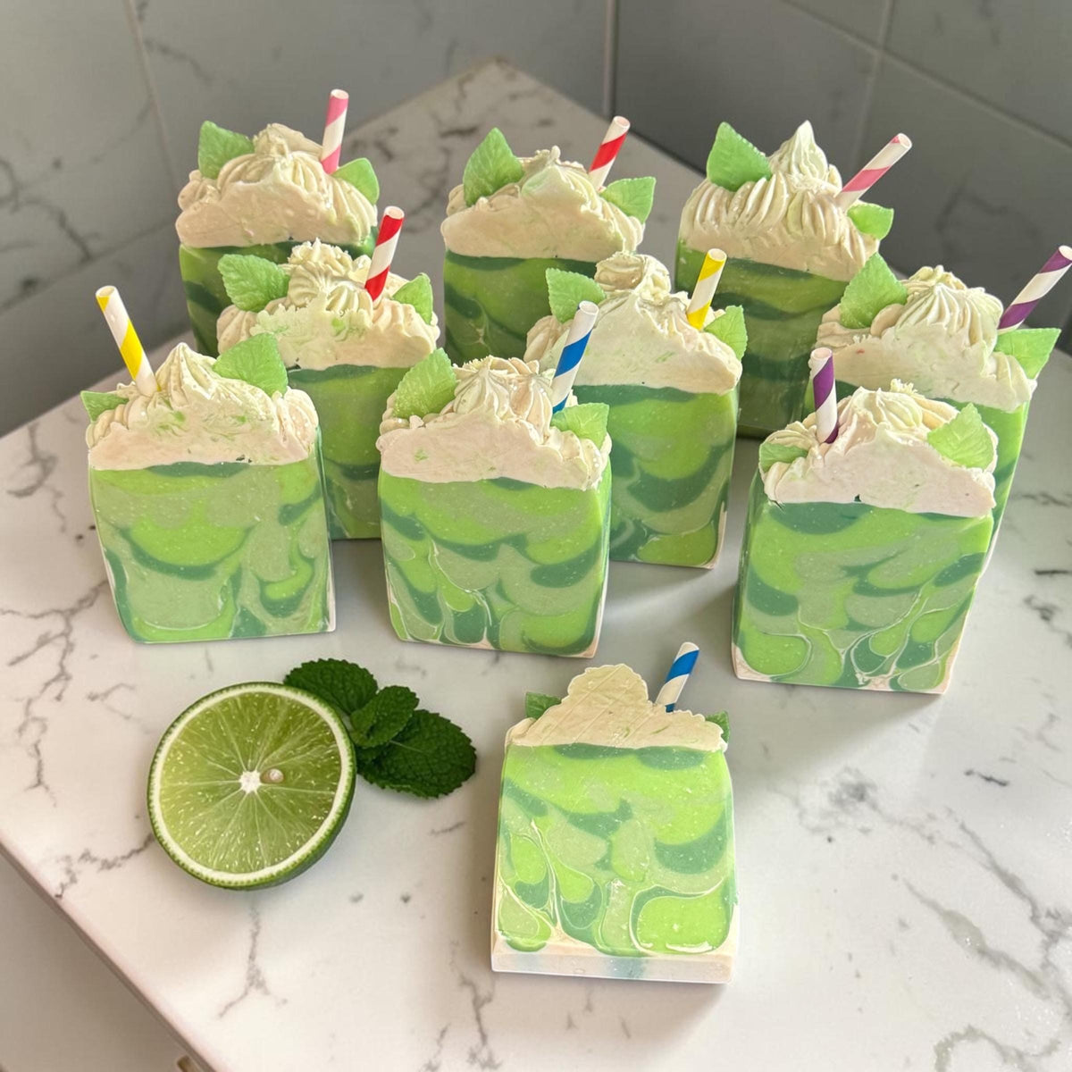 Sparkling Mojito Soap made with Tallow and Goat Milk -Handmade- Small Batch- Cold Process