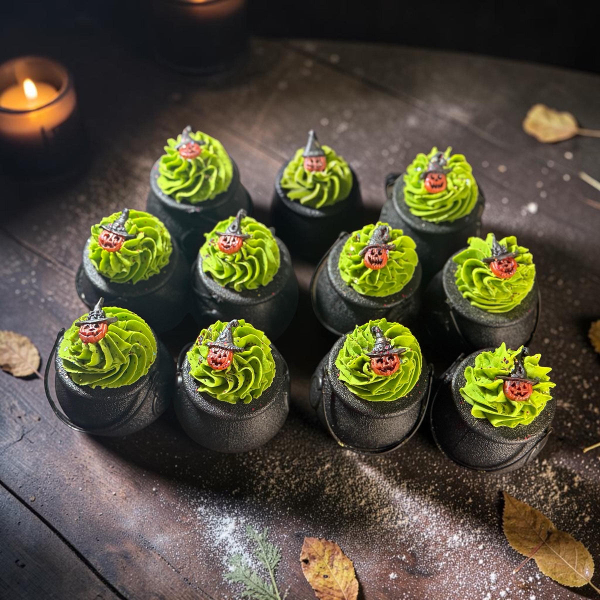 Shimmering Witches Caldrun Buttermilk Bath Bomb: WIth Solid Bubble Bath Frosting and Soap Witch Pumpkin- Multiple Scents