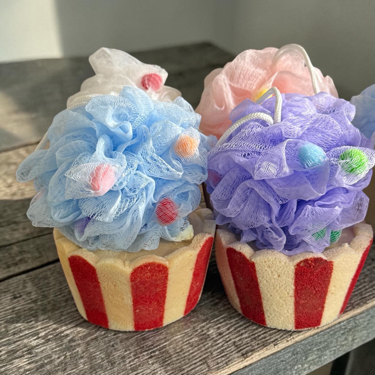 Large Soapy Sponge With Shower Poof Attached - Made with Tallow and Goat Milk- Many Scents to Choose From. Great Kids Gift