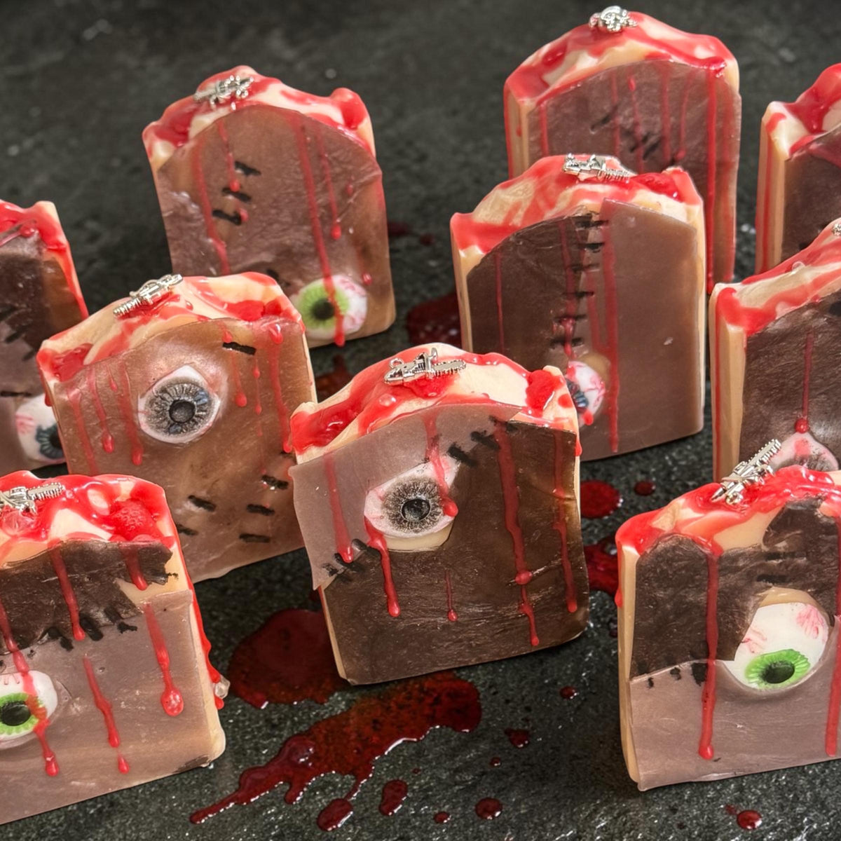 Texas Slaughterhouse Suds- Horror Themed Slasher Soap. Scented in Flannel Massacre, with Mini Chainsaw Charm on Top
