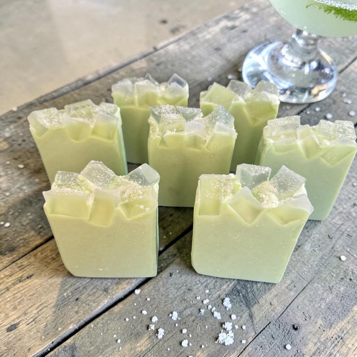 Wastin’ Away Again- Shaker of Salt Lime Margarita Scented Tallow and Goat Milk Soap.