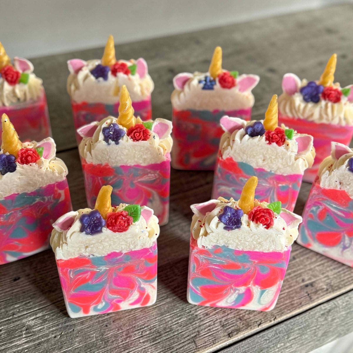 Unicorn Soap made with Tallow and Goat Milk -Handmade- Small Batch- Cold Process Scented in Mango Strawberry