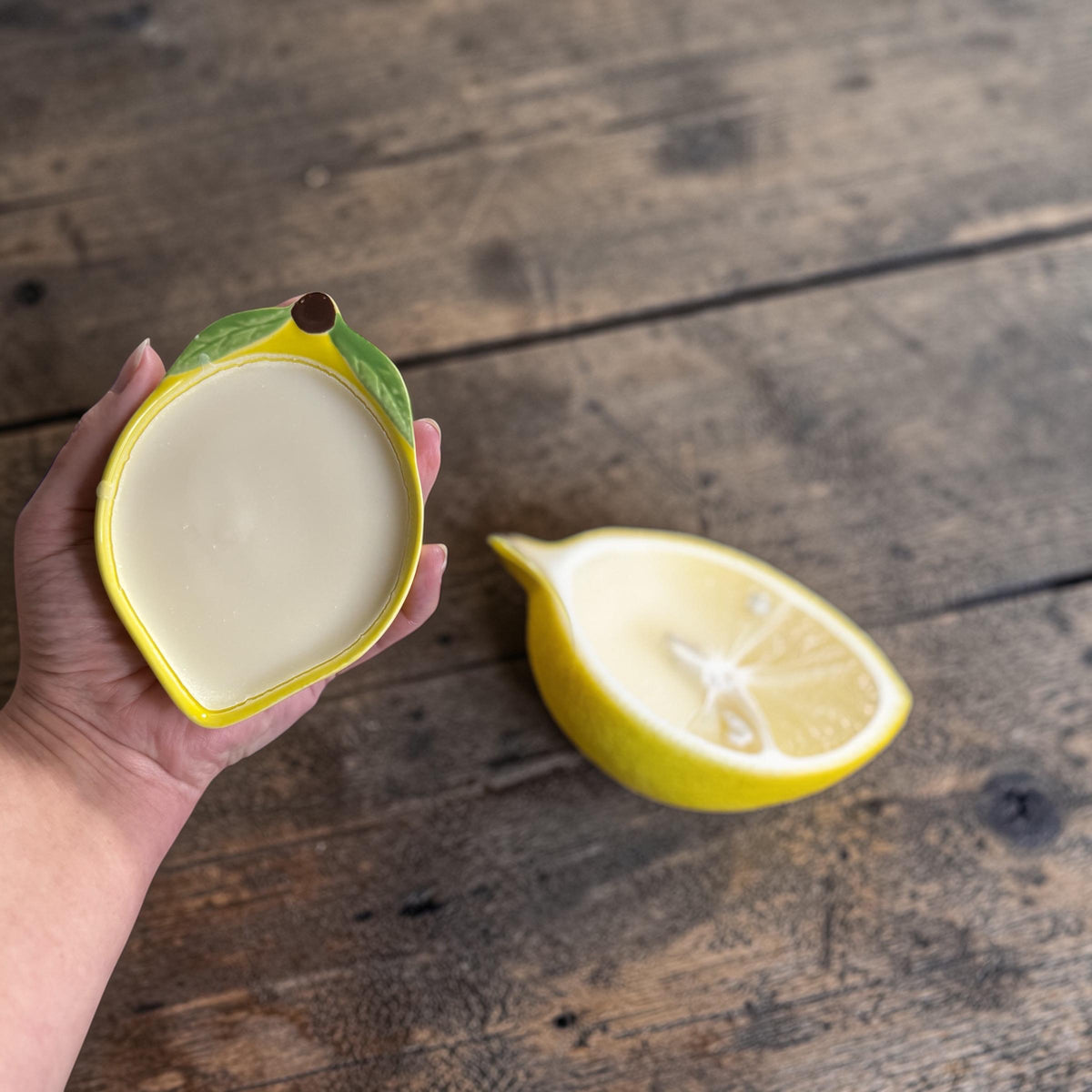 Solid Dish Soap Set: Strawberry or Lemon Ramekin with Scrub Brush