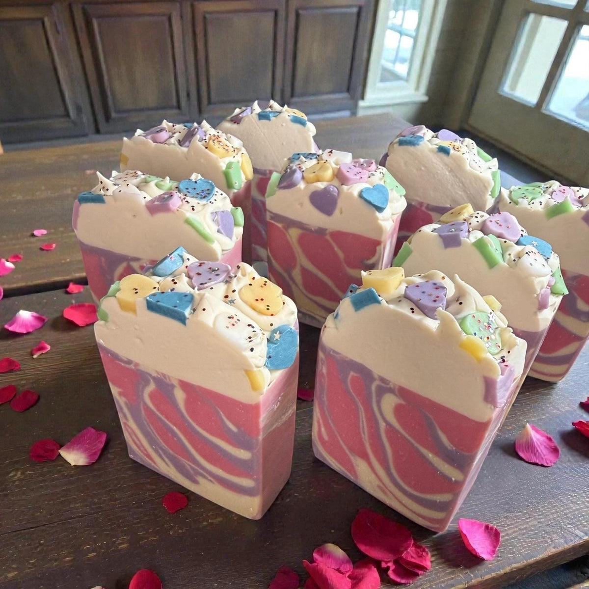 Be Mine Conversation Heart Bar Soap Made with Tallow and Scented in Pink Berry Tangerine