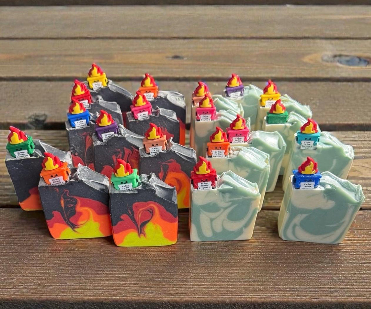 Dumpster Fire Bar Soap. Made with Tallow and Goat Milk. Scented in Volcano Or Sage That