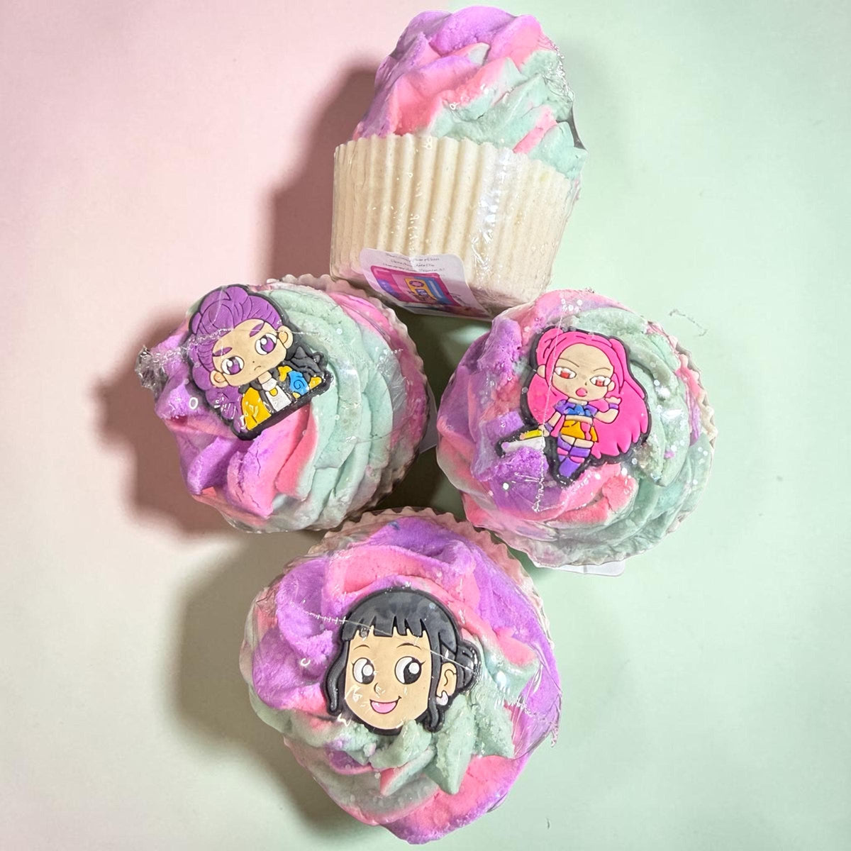 K Pop Bath Bomb: Made With Buttermilk Powder, Cocoa Butter, Bubble Frosting and Silicone Topper