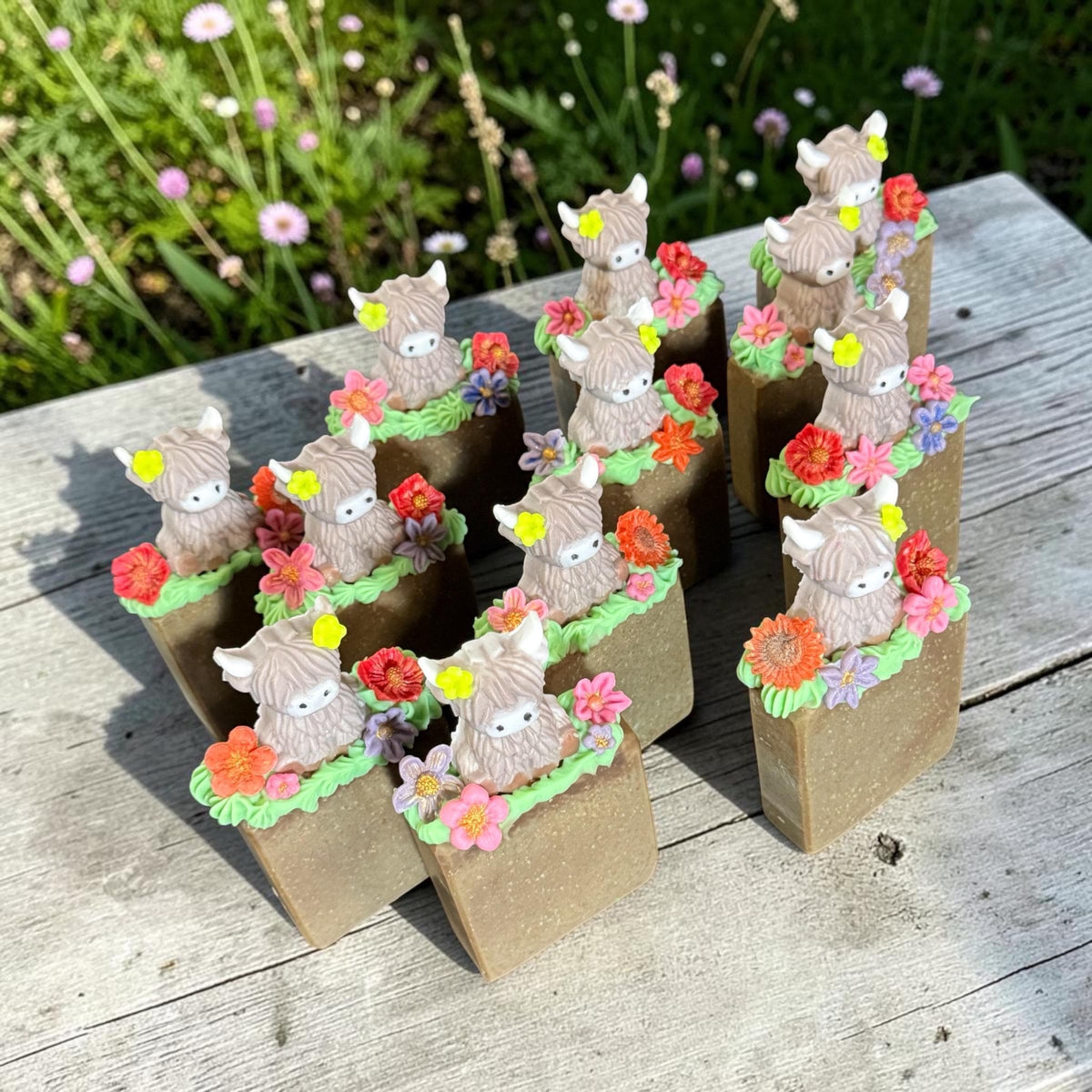 Highland Cow Themed Soap, Super Adorable * Clover the Coo* Scented in Vanilla Berry- Made with Tallow and Goat Milk