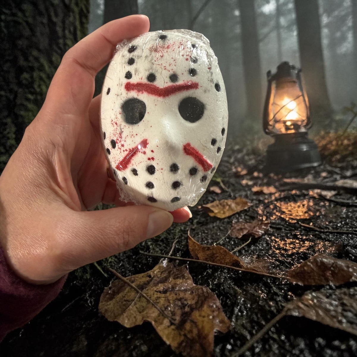 Horror Bath Bomb made with Creamy Buttermilk, Slasher Themed- Comes with Free Bloody Mini Soap weapon.