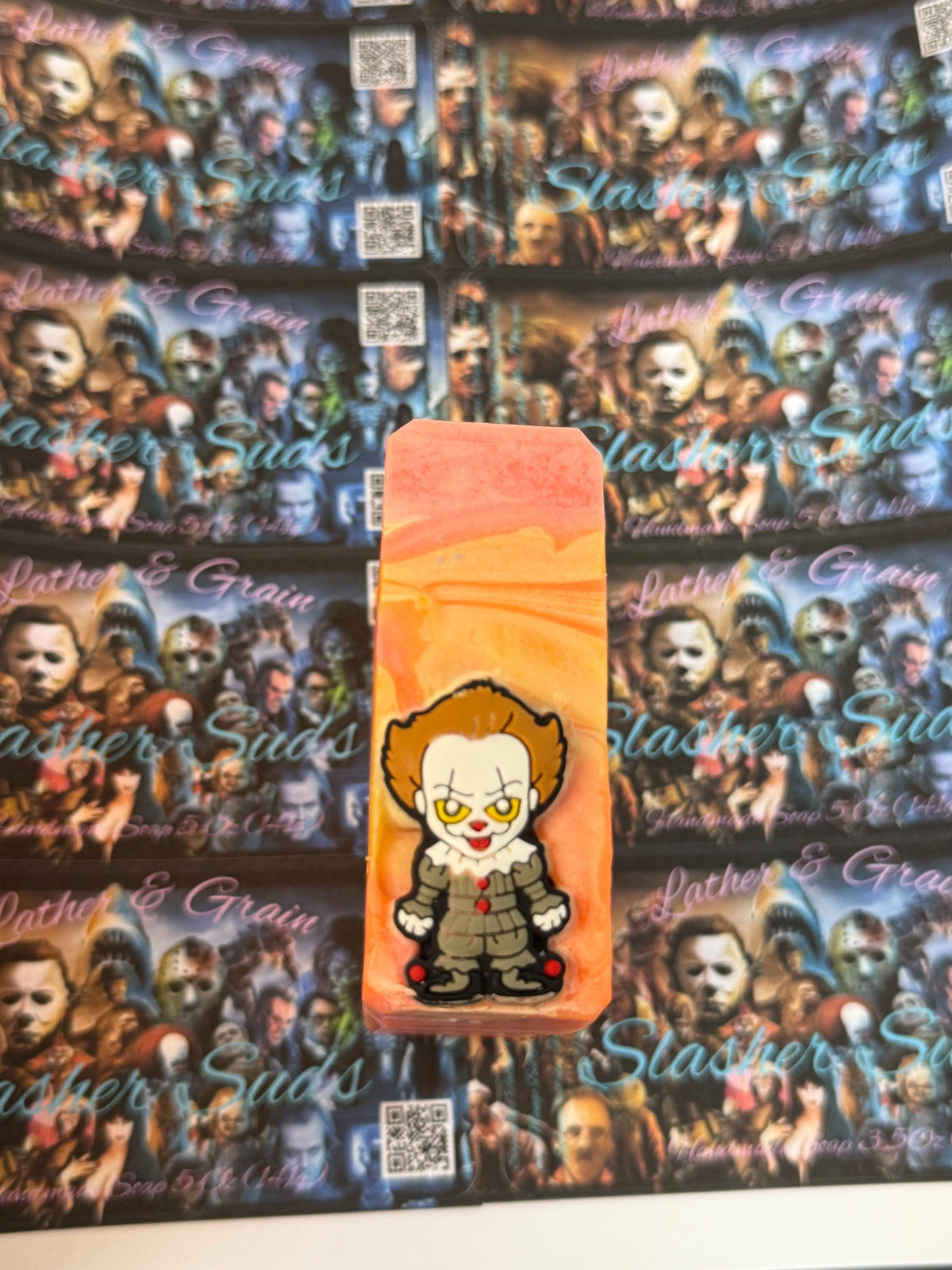 Slasher Suds- Horror Movie Themed Soap. Scented in Blood Orange Margarita, with Silicone Charm on Top