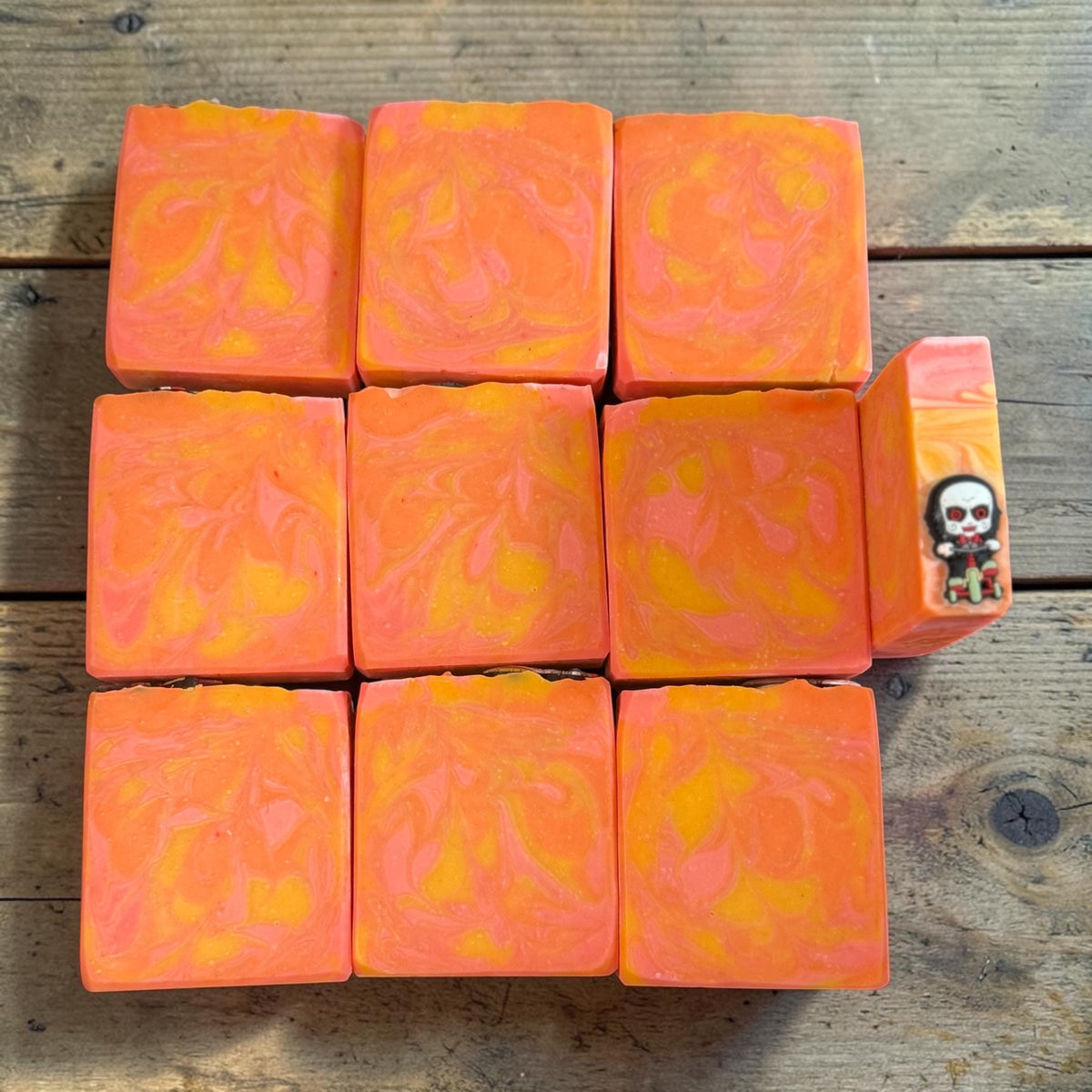 Slasher Suds- Horror Movie Themed Soap. Scented in Blood Orange Margarita, with Silicone Charm on Top