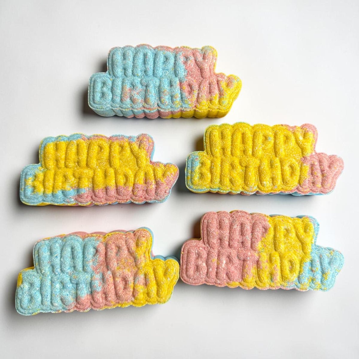 Happy Birthday Bath Bombs – Birthday Cake Scent- Fun Rainbow Colored-