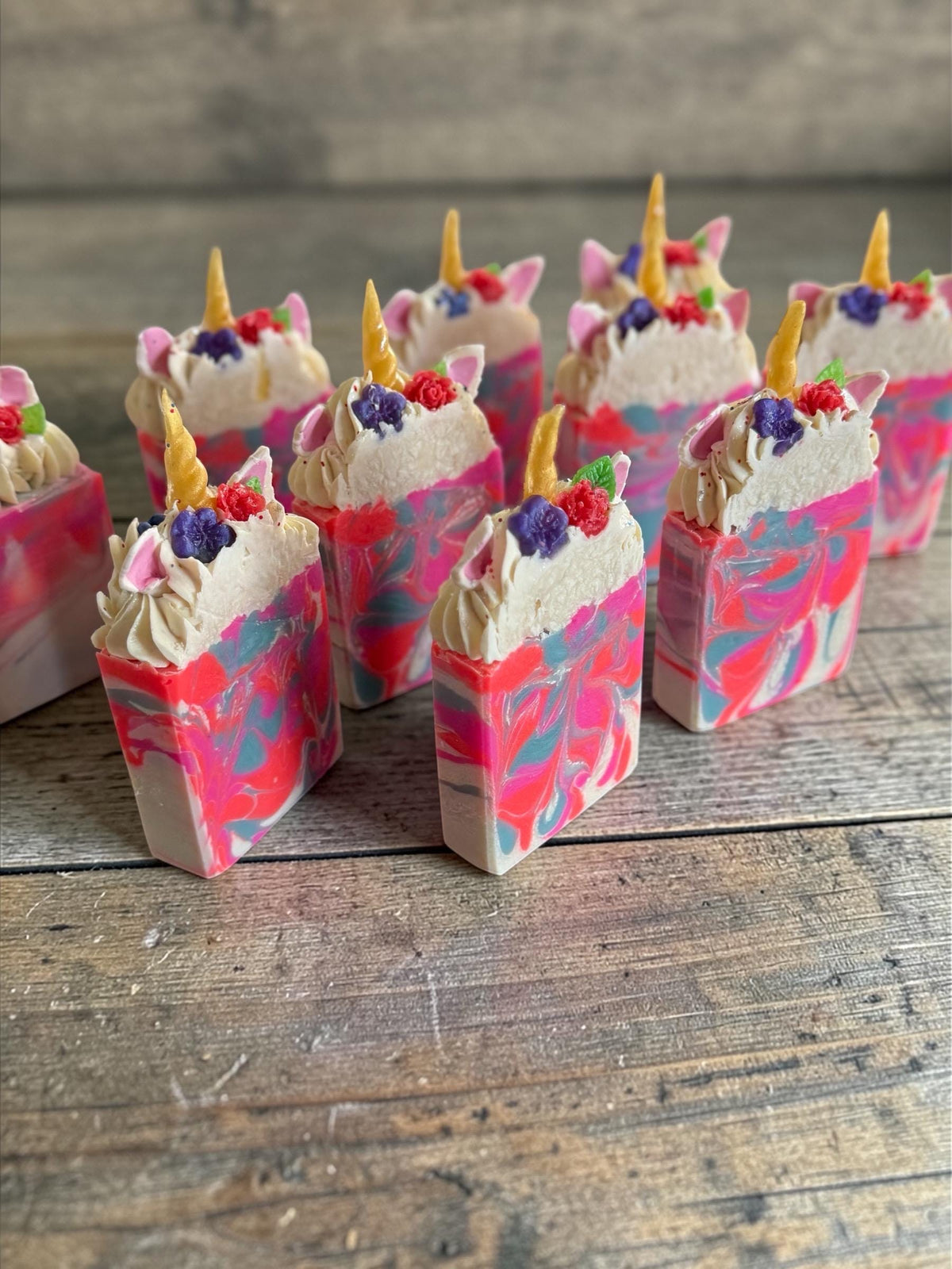 Unicorn Soap made with Tallow and Goat Milk -Handmade- Small Batch- Cold Process Scented in Mango Strawberry